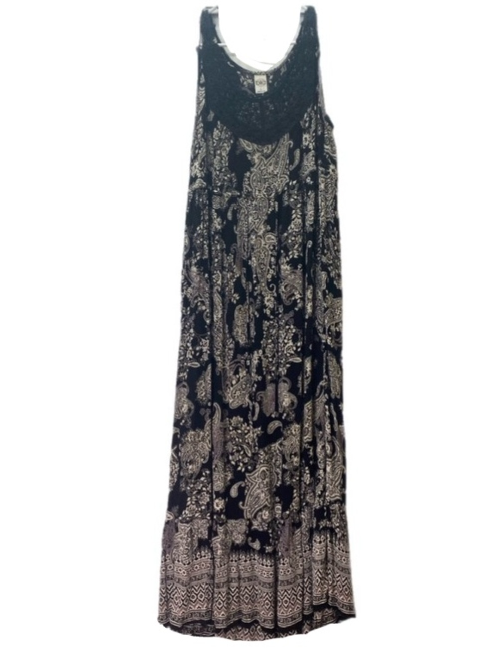 Bila Black Paisley Crochet Maxi Dress Large
